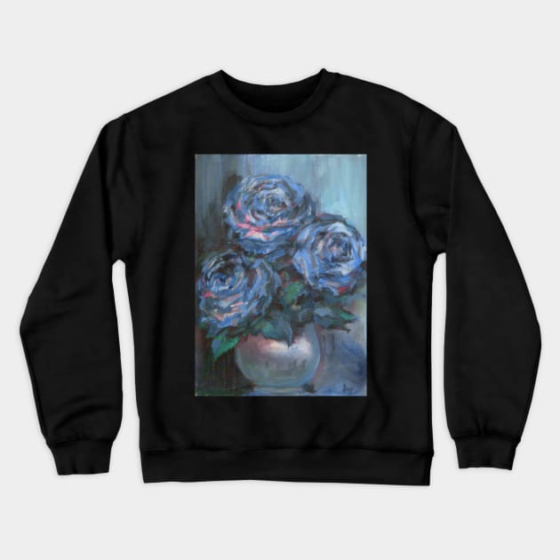 Abstract Roses on Silk Crewneck Sweatshirt by Anthropolog